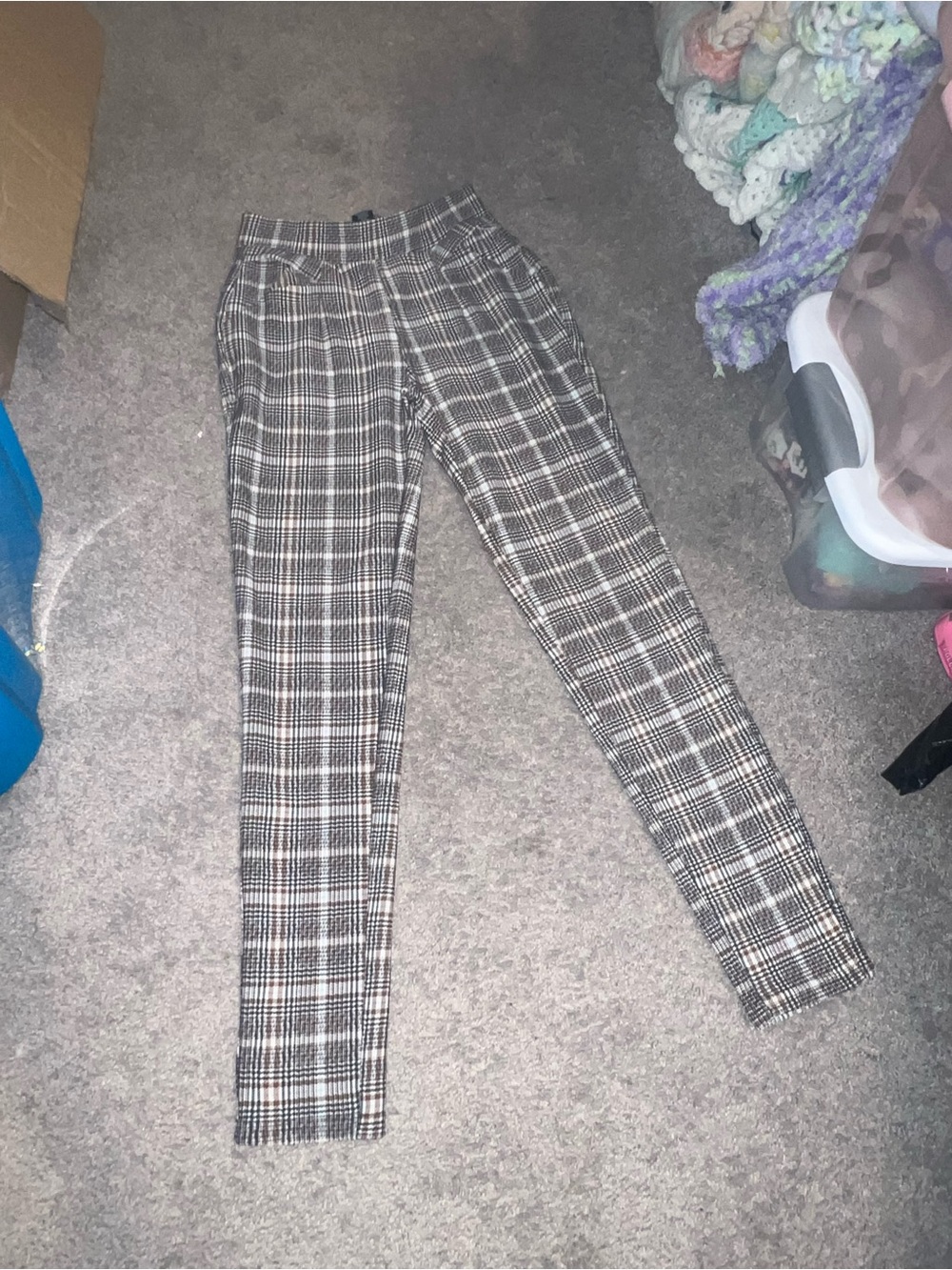 Plaid High-Rise Pants